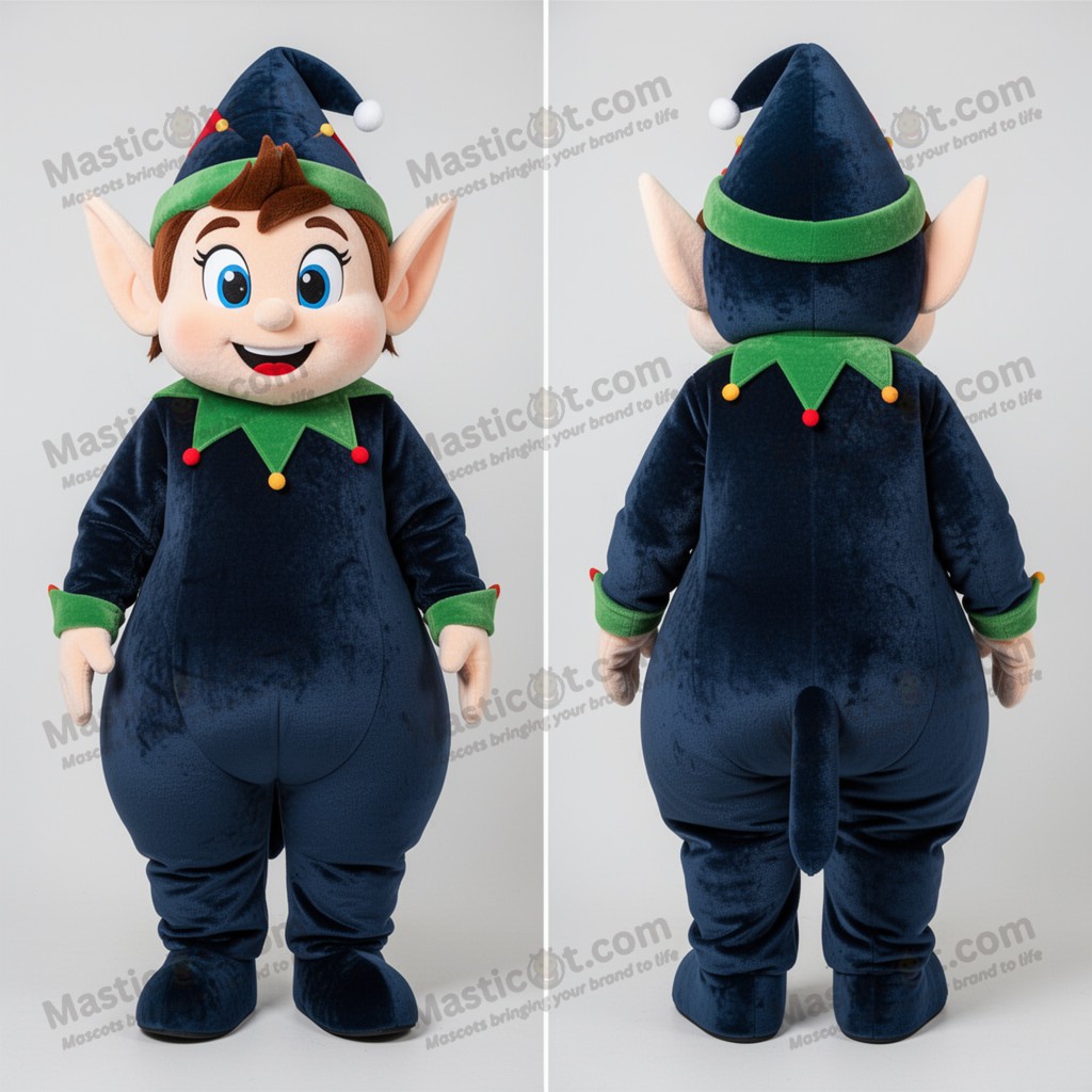 Midnight blue tuxedo elf mascot - Masticot.com