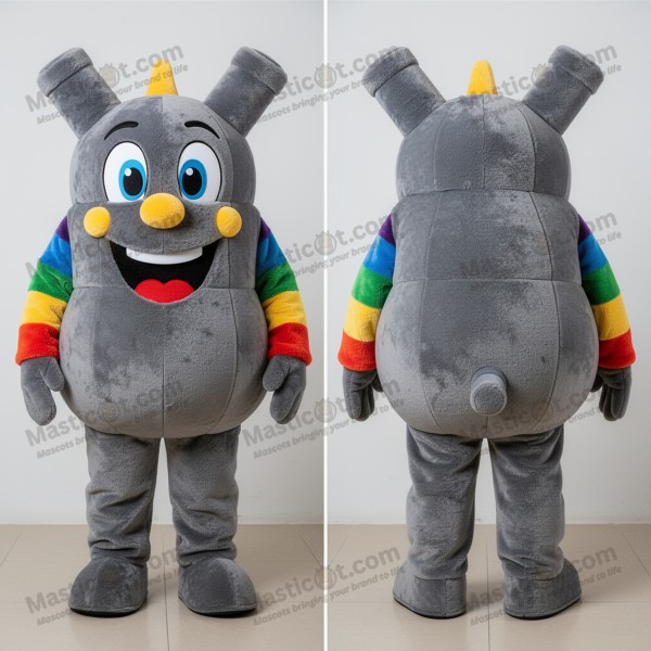 Costum mascot om-proiectil gri, căptușit - Masticot.com