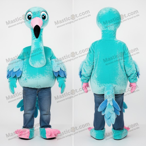 Cyan vibrant flamingo mascot - Masticot.com
