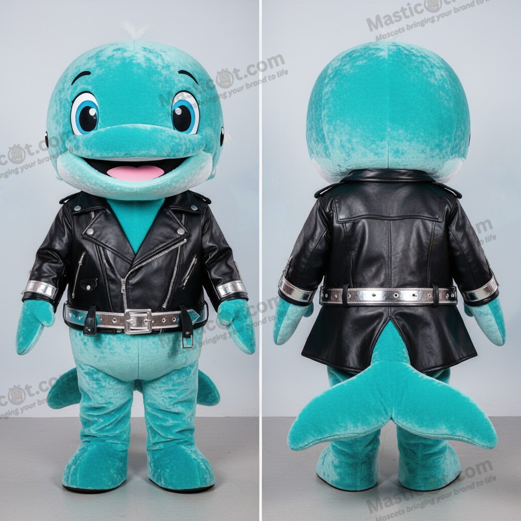 Pluche blauwe walvis mascotte in turquoise - Blauwe Walvis - MASTICOT_12622 - Masticot.com