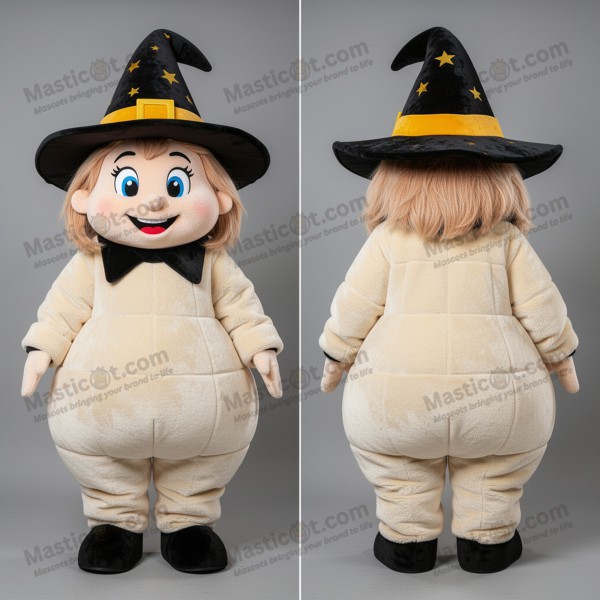Krémový sametový maskot čarodějnice - Masticot.com