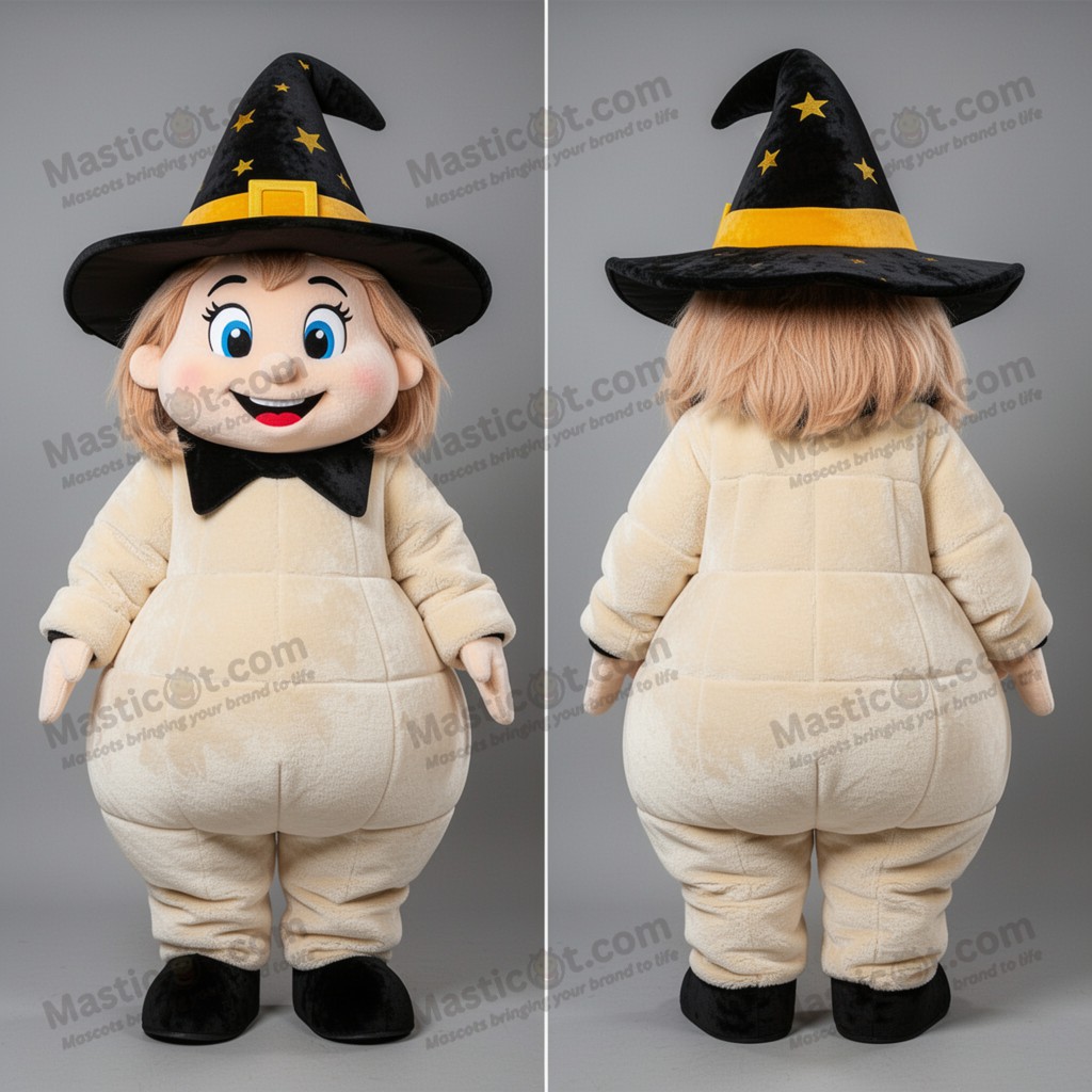 Krémový sametový maskot čarodějnice - Masticot.com
