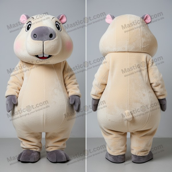 Cream velvety capybara mascot - Masticot.com