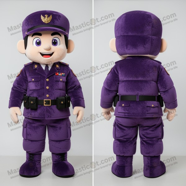 Mascotă soldat de armată, mov, cu umeri lați - Masticot.com