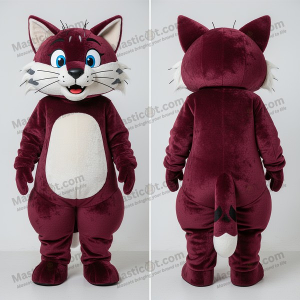 Maroon Cartoon Bobcat Mascot - Masticot.com