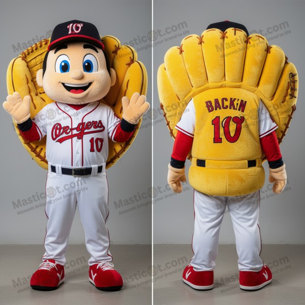 Gul polstret baseballhanske-maskot - Masticot.com