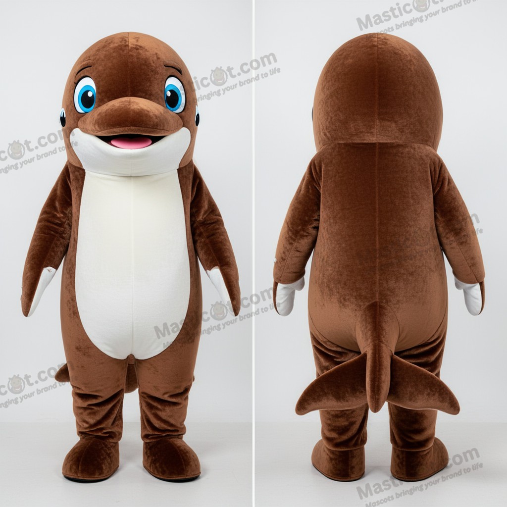 Brun rund belugahval-maskot - Belugahval - MASTICOT_12865 - Masticot.com