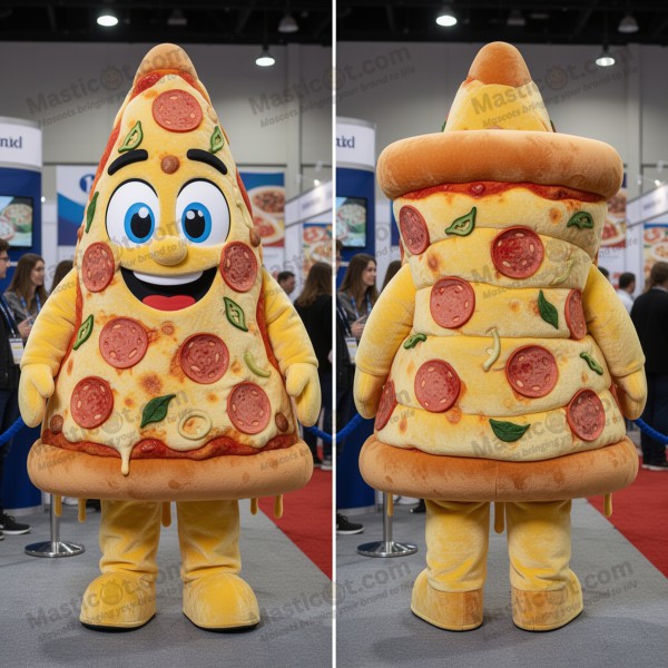 Golden delicious pizza slice mascot - Masticot.com