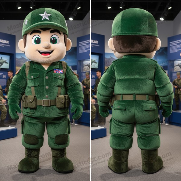 Mascotă Soldat American Prietenos, Verde Măslinie -