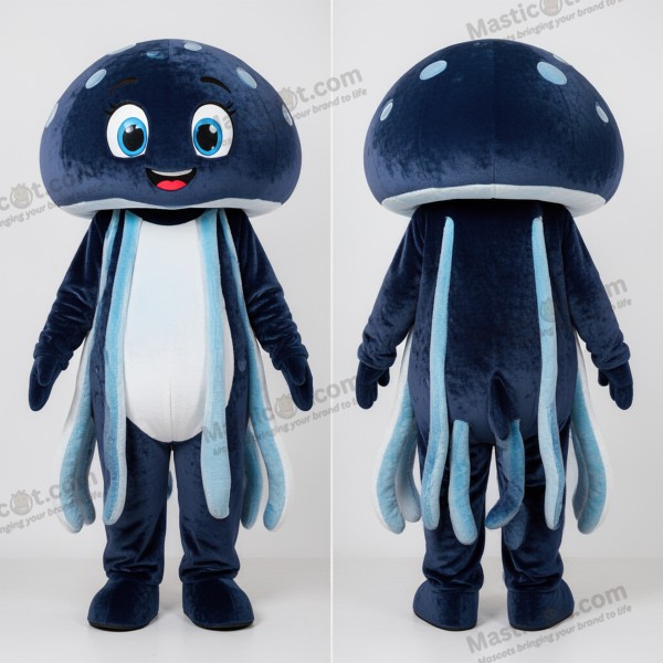 Navy Blue Cartoon Jellyfish Mascot - Jellyfish - MASTICOT_12953 - Masticot.com