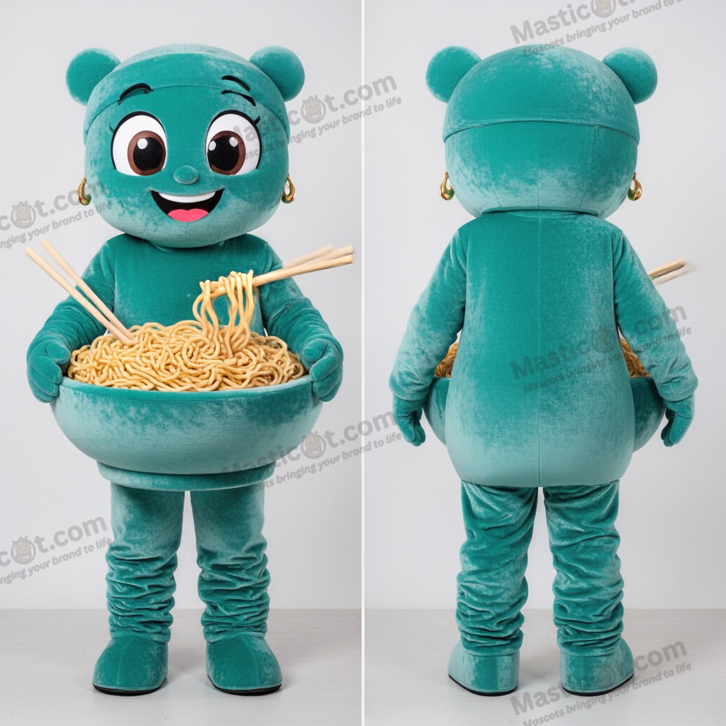 Teal-aktig ramen-maskot - Ramen - MASTICOT_12980 - Masticot.com