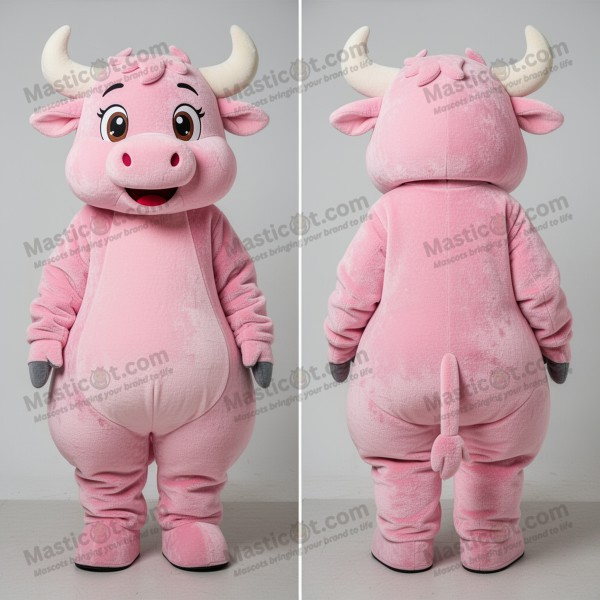 Mascota Toro Cartoon Rosado - Masticot.com