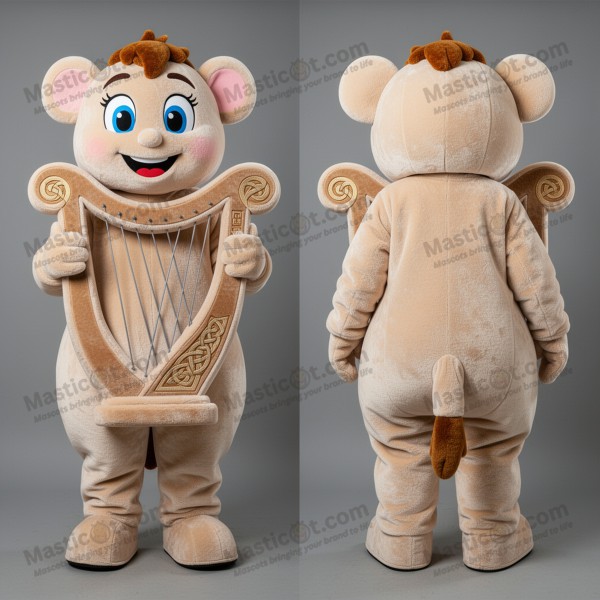 Beige Padded Celtic Harp Mascot - Masticot.com