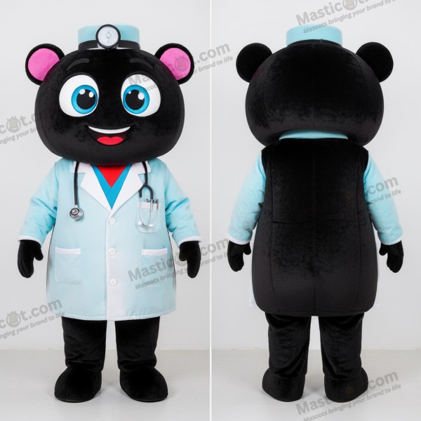 Black rounded doctor mascot - Doctor - MASTICOT_13181 - Masticot.com