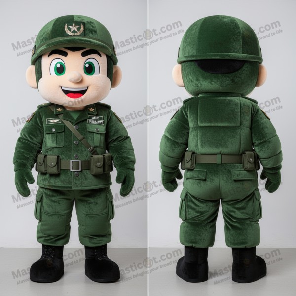 Forest Green Cartoon Army Soldier Mascot - Masticot.com