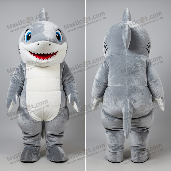 Silver Cartoon Shark Mascot - Masticot.com