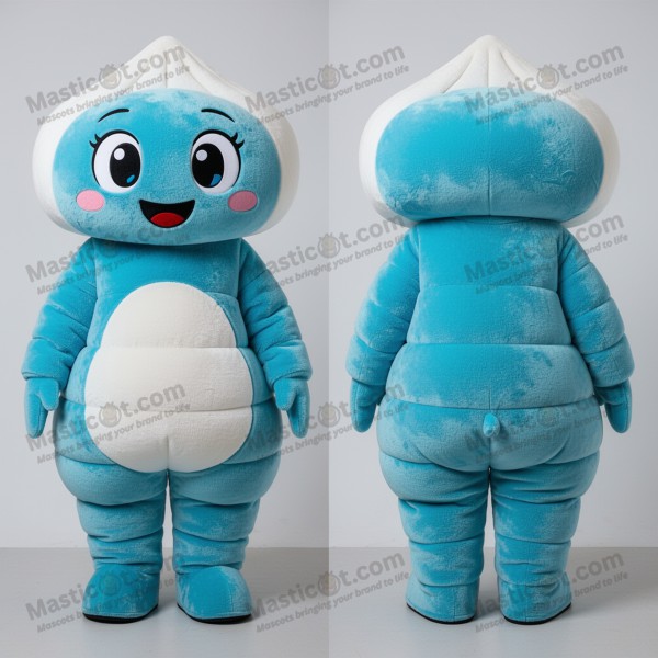Cyan Rounded Dim Sum Mascot - Masticot.com