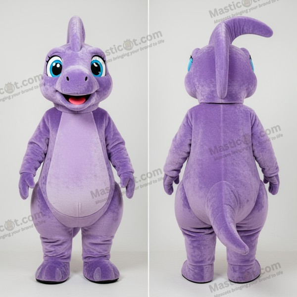 Lavendel Rund Parasaurolophus Maskot - Parasaurolophus - MASTICOT_13257 - Masticot.com