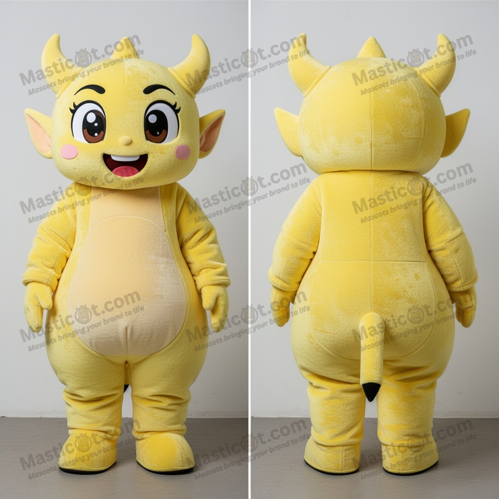 Lemon Yellow Grinning Demon Mascot - Masticot.com