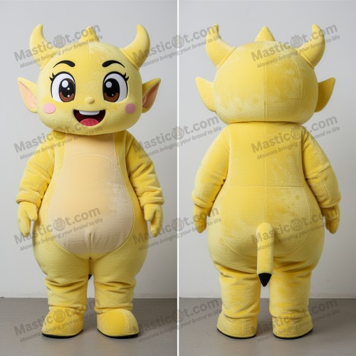 Lemon Yellow Grinning Demon Mascot - Masticot.com