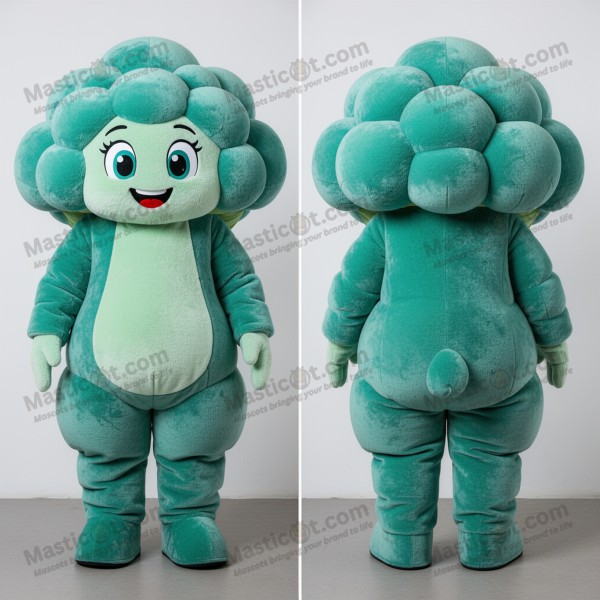 Teal Rounded Cauliflower Mascot - Masticot.com