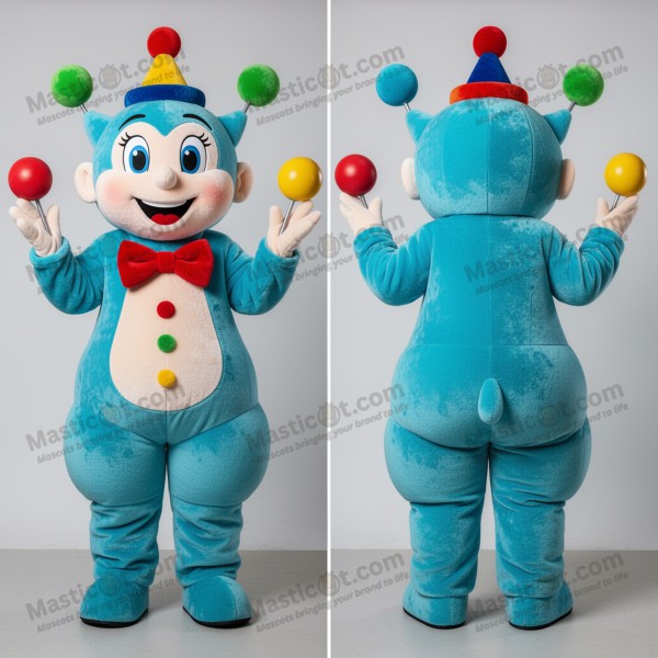 Mascotă de jonglat vibrantă cyan - Masticot.com