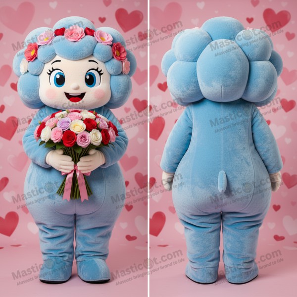 Sky Blue Velvety Bouquet Of Flowers Mascot - Masticot.com