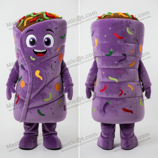 Speelse paarse fluwelen enchilada-mascot - Masticot.com