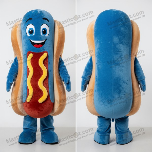 Velvety Blue Cartoon Hot Dogs Mascot - Masticot.com