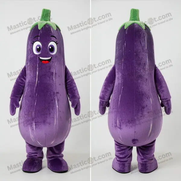 Velvet purple plump zucchini mascot - Zucchini - MASTICOT_1343 - Masticot.com