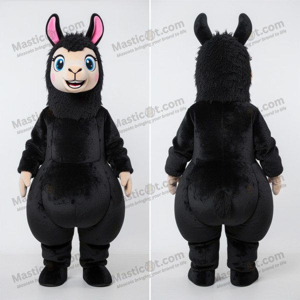 Costum mascot lamă din pluș, negru - Masticot.com