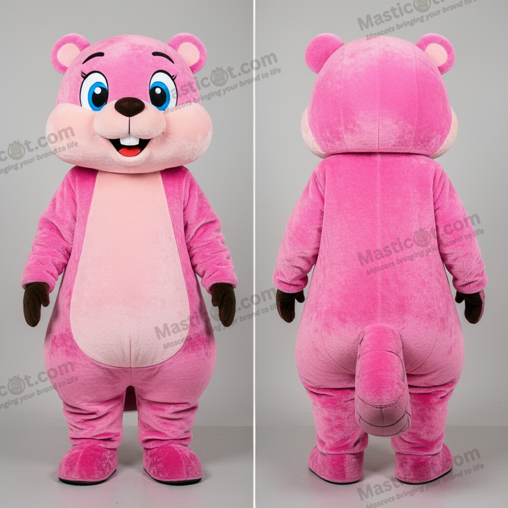 Roze zachte bever mascotte - Bever - MASTICOT_13803 - Masticot.com