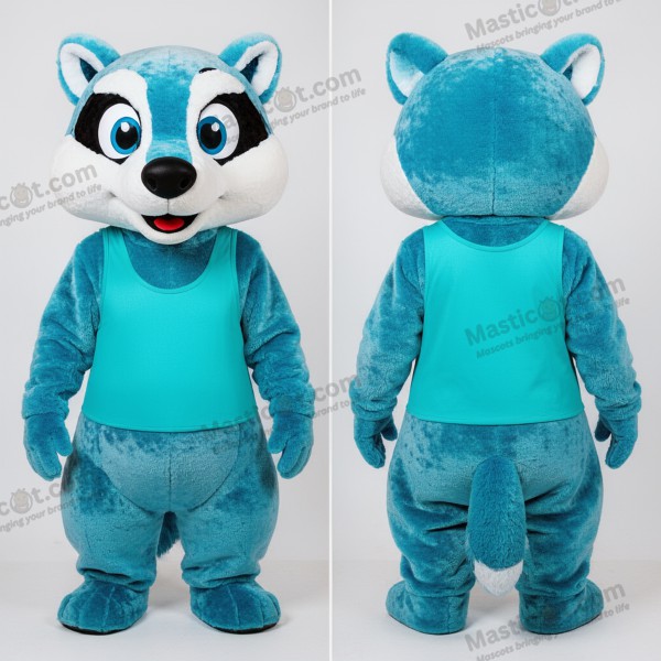 Strój maskotki borsuka w pluszowym turkusie z oczami i pyskiem w stylu cartoon - Borsuk - MASTICOT_13845 - Masticot.com