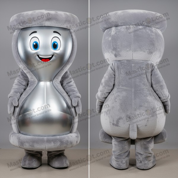 Silver Gleaming Rounded Hourglass Mascot - Masticot.com