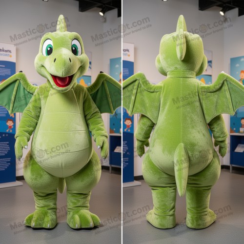 Lime Green Cartoon Pterodactyl Mascot - Masticot.com