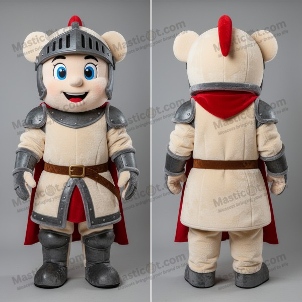 Mascotă Cavaler Medieval Elegant, Culoare Crem -