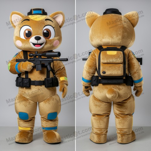 Guldglänsande sniper-maskot med breda axlar - Masticot.com