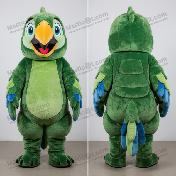 Emerald green broad shouldered macaw mascot - Masticot.com