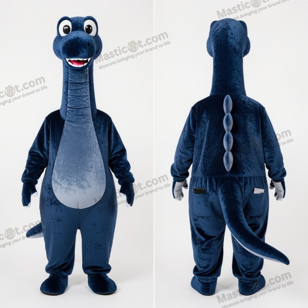Marinblå sammetslen diplodocus-maskot - Diplodocus - MASTICOT_13948 - Masticot.com