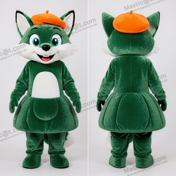 Velvet Green Cartoon Fox Mascot - Fox - MASTICOT_13989 - Masticot.com