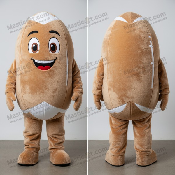 Tan oversized rugby ball mascot - Masticot.com