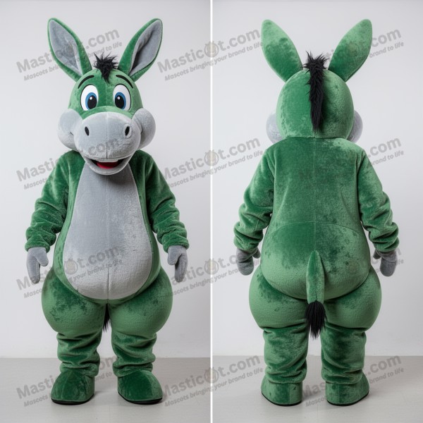 Lush Green Cartoon Donkey Mascot - Masticot.com