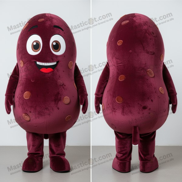 Velvety maroon plump potato mascot - Masticot.com