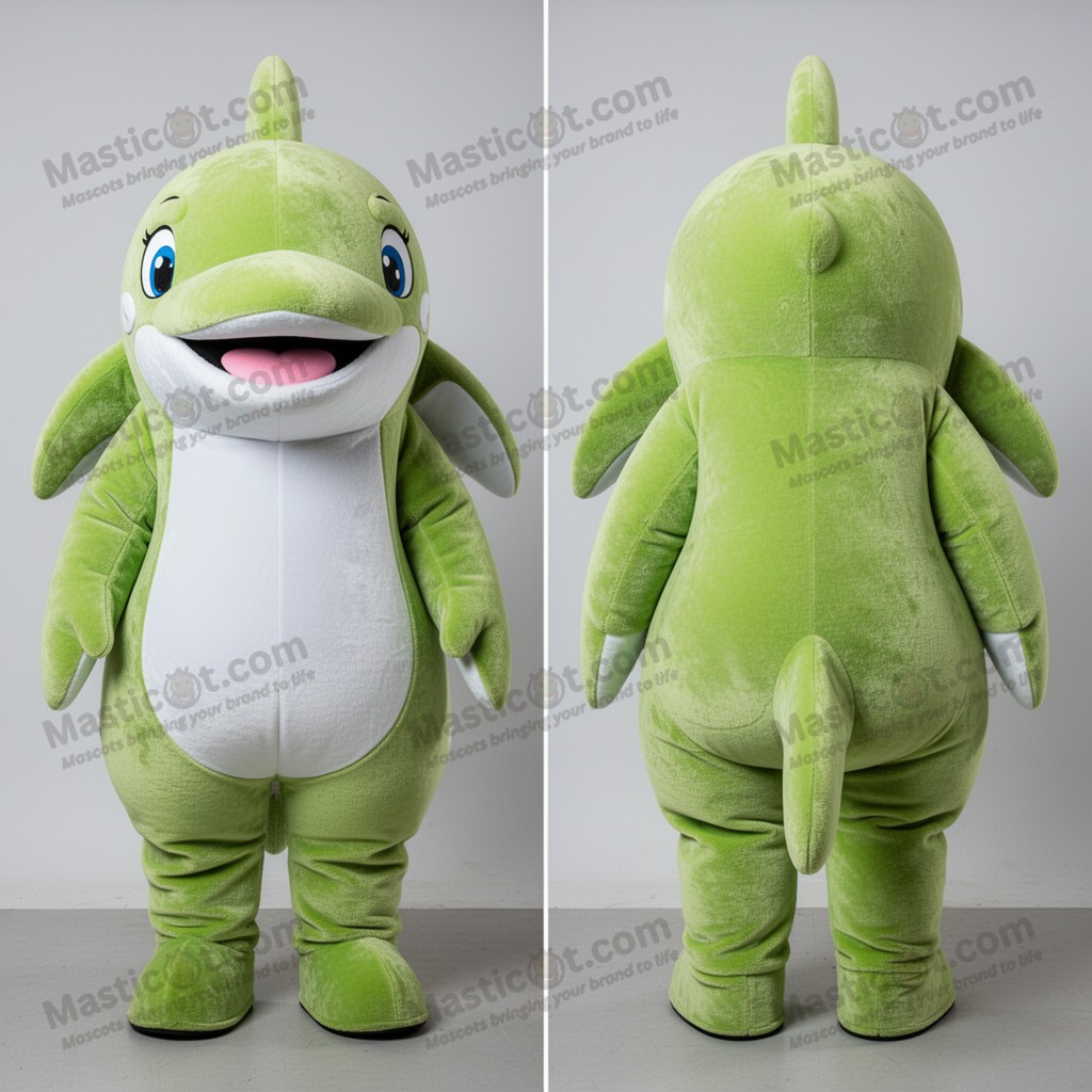 Mascot orcă jucăușă, verde lime - Masticot.com