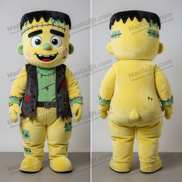 Maskot Frankensteinovo monstrum v citrónově žluté barvě se