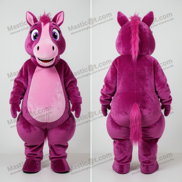 Magenta fløyelsmyk hestemaskot - Masticot.com