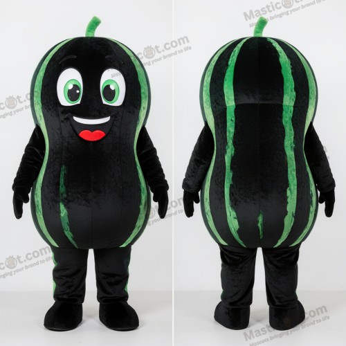Mascotte ronde en pastèque noire - Pastèque - MASTICOT_14213 - Masticot.com