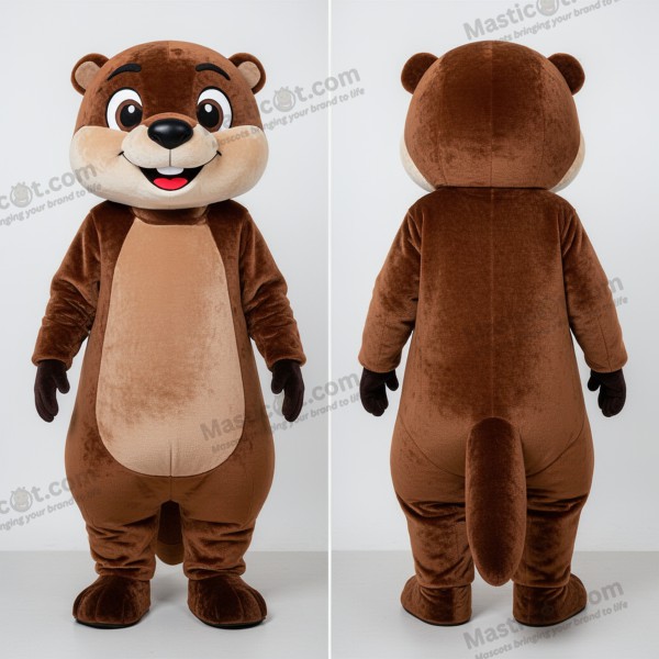 Pluizige bruine speelse otter mascotte - Otter - MASTICOT_14221 - Masticot.com