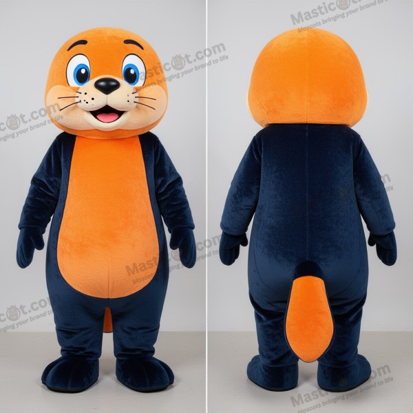 Rust orange wide eyed navy seal mascot - Navy Seal - MASTICOT_14227 - Masticot.com