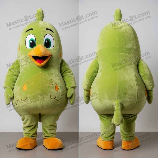 Mascota de pollo tandoori con plumas verde lima -
